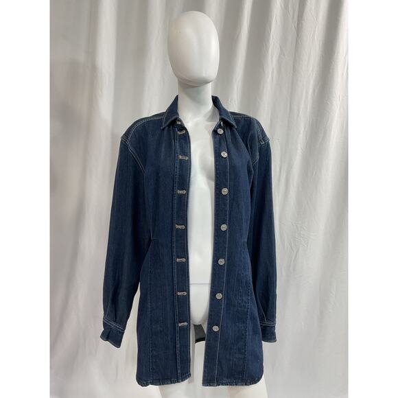 7 For All Mankind 'Denim' Blue Lustre Shacket Jacket Size M - Picture 2 of 5